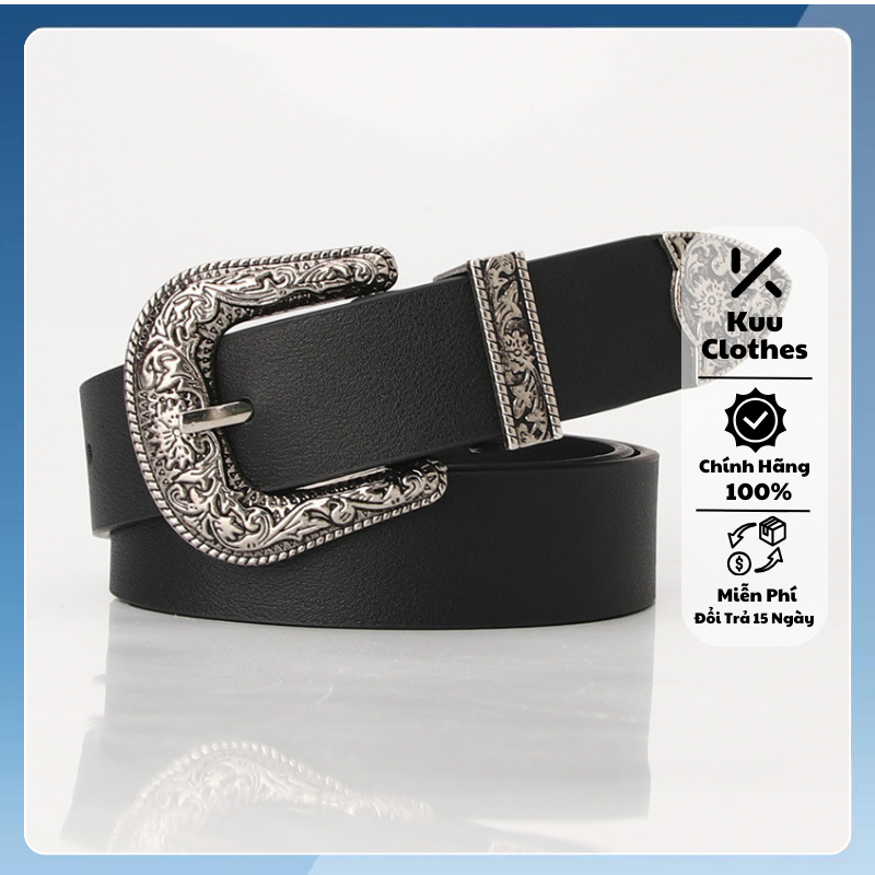 Thắt lưng Y2K da dây nịt nam nữ KuuClothes Vintage da PU hoa văn cổ điển phong cách Hàn Quốc - Thắt Lưng GD