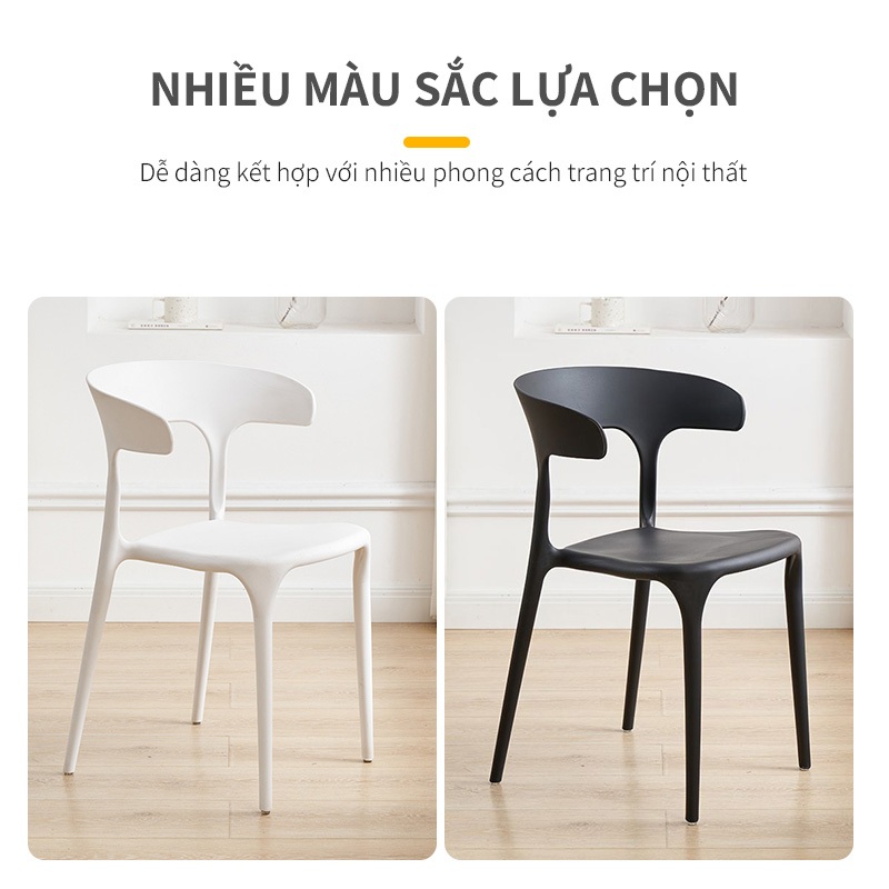 Ghế nhựa bàn ăn văn phòng, Ghế tựa lưng kiểu dáng sang trọng, trọng lượng nhẹ, dễ dàng vệ sinh | BigBuy360 - bigbuy360.vn