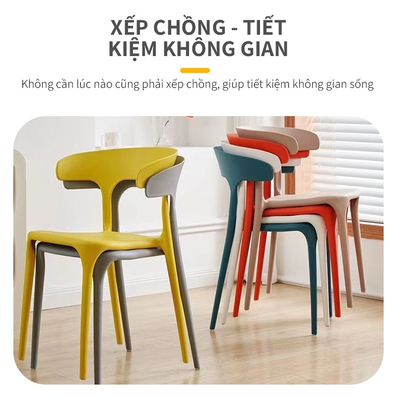 Ghế nhựa bàn ăn văn phòng, Ghế tựa lưng kiểu dáng sang trọng, trọng lượng nhẹ, dễ dàng vệ sinh | BigBuy360 - bigbuy360.vn