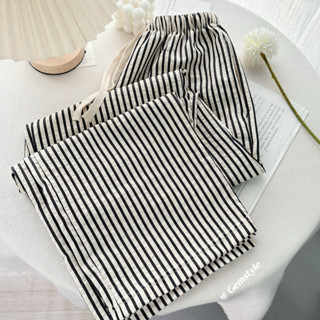 QUẦN DÀI NỮ ống rộng dáng suông KẺ SỌC chất thô dày dặn thoáng mát ( dưới 60kg)