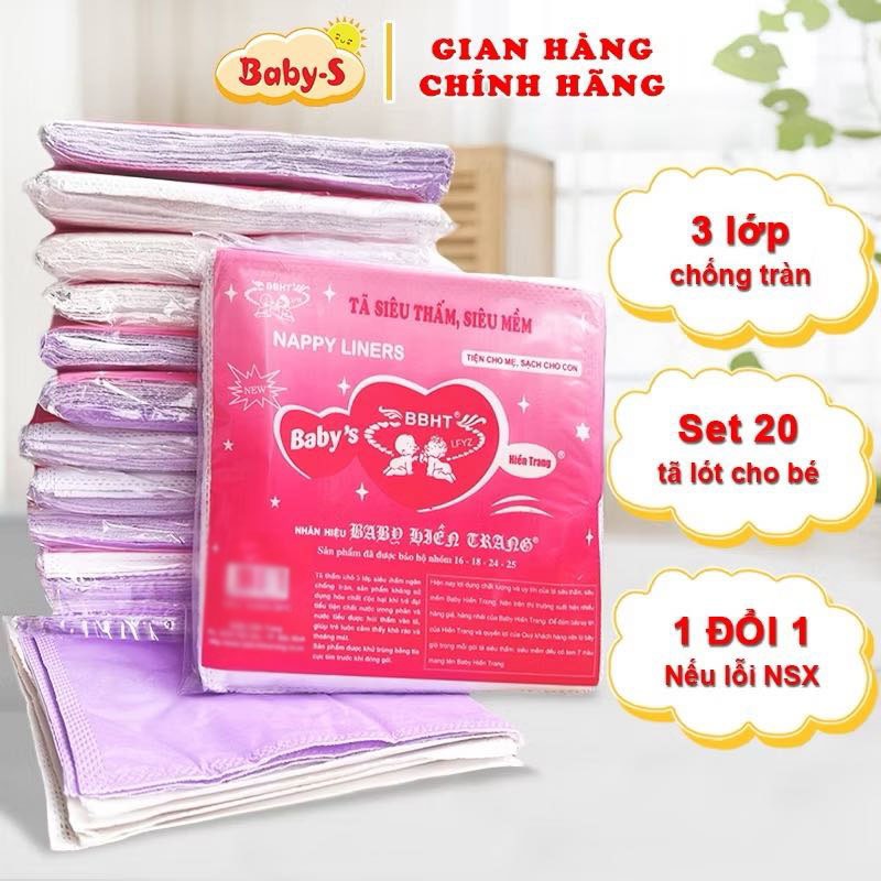 Tấm Lót Sơ Sinh Chống Thấm Cho Bé Hiền Trang Chính Hãng Kèm Tem 7 Màu (Bịch ~18-19 Miếng) Baby-S – SSS029