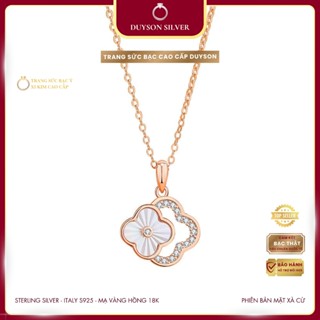  Dây chuyền bạc Ý mạ vàng hồng 18K Duyson Silver Vòng cổ cỏ 4 lá đính khảm xà cừ cao cấp sang trọng 