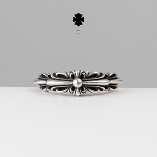 Nhẫn Chrome Hearts Double Floral mini nam nữ bạc 925 phong cách cá tính, Nhẫn bạc nam nữ CH mini sang trọng và tỏa sáng