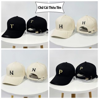 Mũ lưỡi trai thêu chữ Cái | Nón kết thêu chữ A, B, V, R, S, N, M chất nhung tăm Hàn Quốc Unisex Nam Nữ SG117