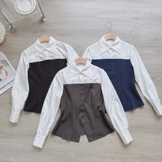 Áo Peplum Phối Thân MINZ STORE Mã 6021, Thiết Kế Dài Tay Phong Cách Công Sở