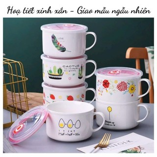  Ca sứ ăn mì   ca sứ có quai đựng thức ăn  đựng các loại nước uống   ly sứ có quai in hình ngẫu nhiên 