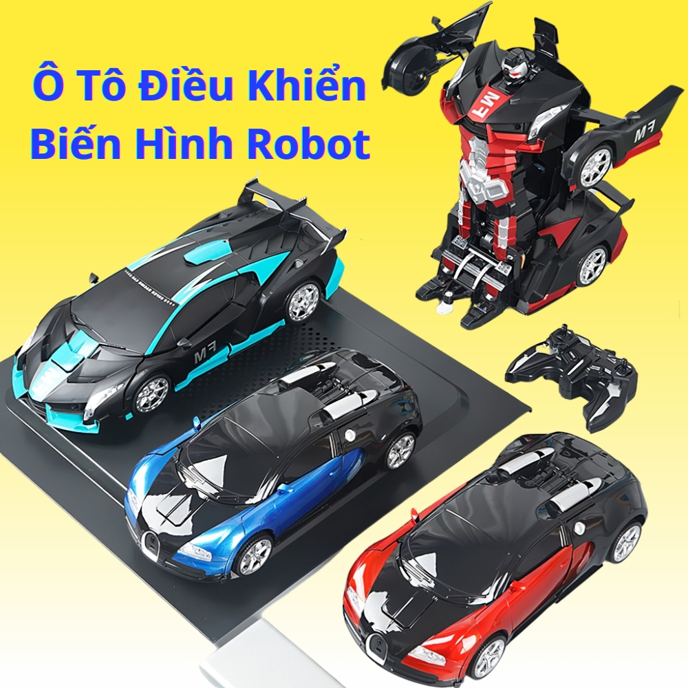 Ô tô điều khiển biến hình robot xe biến hình robot xoay 360 độ có led sáng nhựa ABS siêu xịn