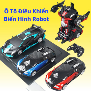 Ô tô điều khiển biến hình robot xe biến hình robot xoay 360 độ có led sáng nhựa ABS siêu xịn