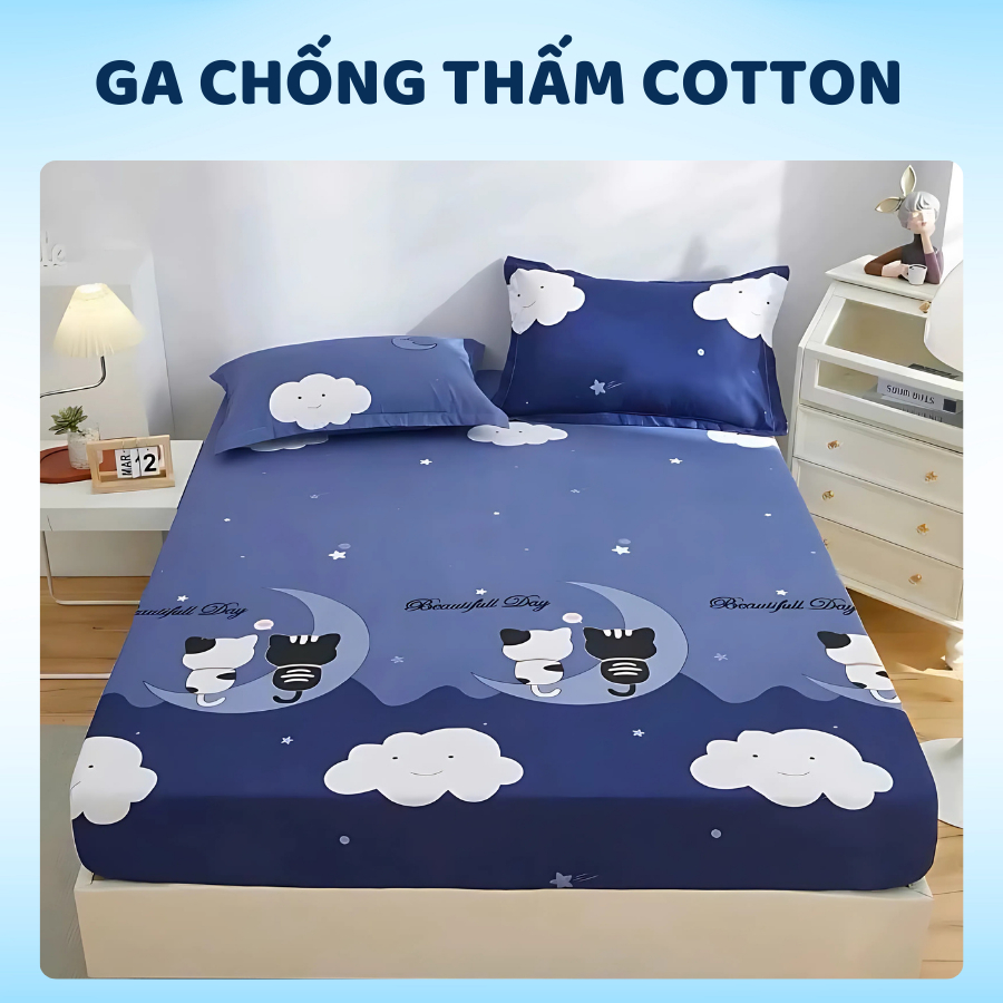 Ga Chống Thấm Cotton Hàn Quốc, Nằm Trực Tiếp Không Nóng, Không bí, K Sột Soạt
