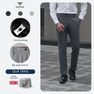 Quần Tây Âu Nam MUSLAND Form Smart Crroped Thoải Mái Công Sở Trẻ Trung Năng Động Sợi Sồi Thấm Hút Co Giãn QA23001