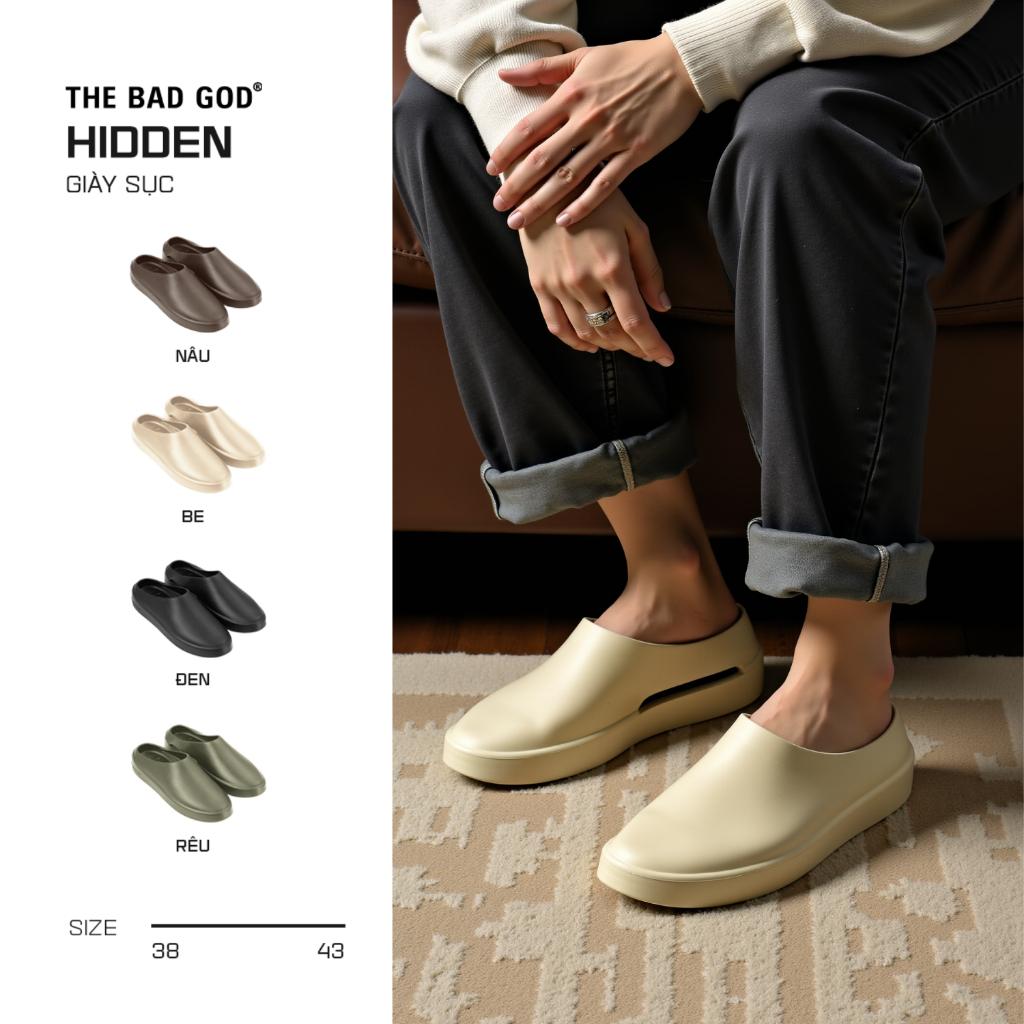  Giày sục đúc nguyên khối nam nữ The Bad God Hidden chống nước chống trơn trượt 