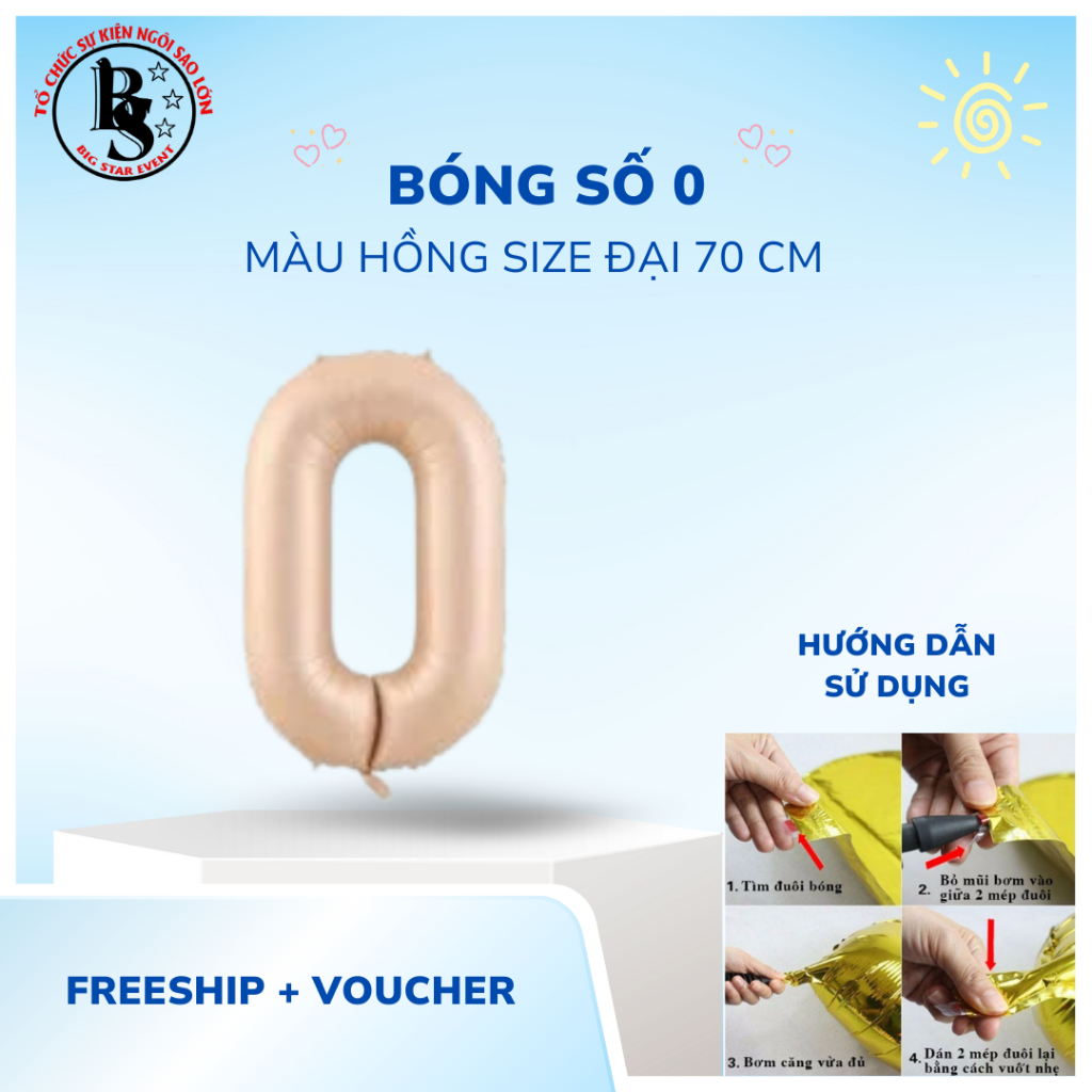 [Freeship + Voucher] Bóng Số 0 Size Đại Màu Hồng Size Đại 70cm