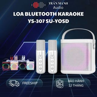 Loa karaoke YS-307 SU-YOSD - Loa mini tặng kèm 2 mic, màu sắc và kiểu dáng bắt mắt, có đèn nhấp nháy và chế độ đổi giọng