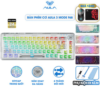 Bàn Phím Cơ 3 Mode 65% AULA F68 Không Dây Hotswap Kết Nối Bluetooth USB 2.4G Có Núm Vặn Đa Năng