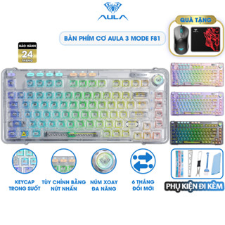 Bàn Phím Cơ Trong Suốt AULA F81 Bàn Phím Cơ Không Dây Bluetooth Gaming 3 Mode Led RGB Nhiều Chế Độ