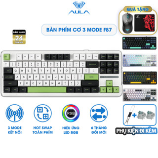 Bàn phím cơ 3 Mode kết nối AULA F87 Hỗ trợ Hotswap Trục Gasket Mount LED RGB Keycap PBT - Chính Hãng