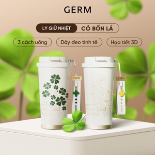 Ly Giữ Nhiệt Cao Cấp GERM Họa Tiết Cỏ Bốn Lá 500ml - Inox 316 - Quà Tặng Sinh Nhật - GE-23AW-B76