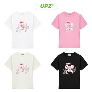UPZ Áo Thun Baby Tee Cotton Cổ Tròn Nữ Tay Ngắn In Hoạ Tiết Thỏ Nơ Hồng Bowny (Trắng/ Kem/ Đen/ Hồng)