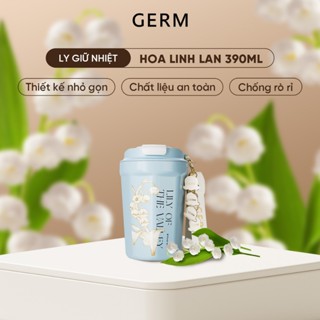 Ly Giữ Nhiệt GERM Hoa Linh Lan 390ml - Inox 316 - Họa Tiết In Nổi - Quà Sinh Nhật - GE-23AW-K32