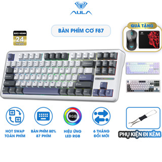 Bàn phím cơ có dây Hỗ trợ Hotswap AULA F87 trục Gasket Mount Keycap PBT Full Option Mode Chơi game