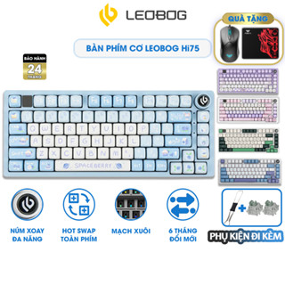 Bàn Phím Cơ Có Dây LEOBOG Hi75 Gaming Led RGB Có Hotswap Có Núm Vặn Đa Năng Mạch Xuôi Chính Hãng