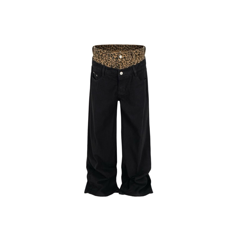 Quần Double waist đen hoạ tiết da beo thương hiệu Mijko