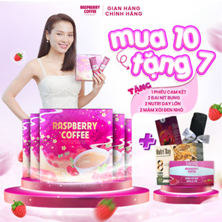 10 Hộp Cafe Giảm Cân Mâm Xôi Đỏ Raspberry Chính Hãng Tặng 2 Cà Phê Mâm Xôi Nhỏ +2Nịt bụng+2Sữa Hạt