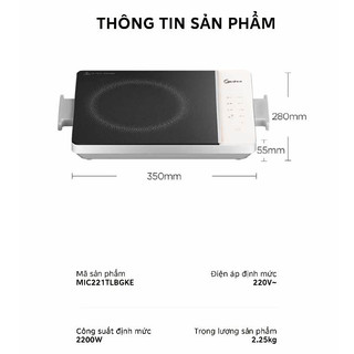 [GIẢM ĐẾN 50%] Bếp từ cảm ứng đa năng Midea MIC221TLBG | 2200W| 4 màu sắc | Bảo hành 12 tháng