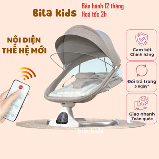nôi điện tự động cho bé sơ sinh BILA KIDS có điều khiển nhạc du dương, ghế bập bênh, rung nhún,nằm chơi