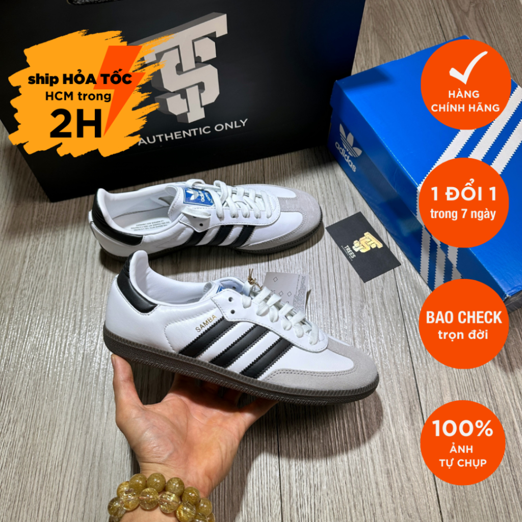 [CHÍNH HÃNG] GIÀY ADIDAS CHÍNH HÃNG SAMBA OG WHITE BLACK GUM B75806 Full Box Tag Auth