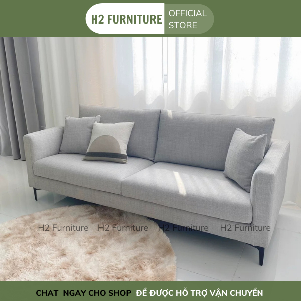 Ghế sofa nỉ cao cấp H20V3 H2Decor mặt đệm êm ái đàn hồi với thiết kế đơn giản bảo hành 1 năm