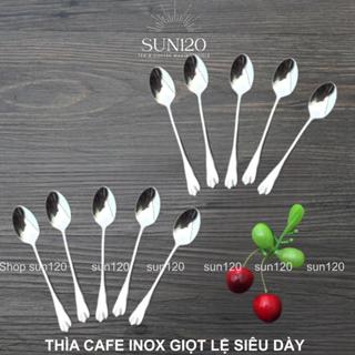 Set 10 thìa inox cafe Giọt lệ dày đẹp dùng trong nhà hàng quán ăn, muỗng inox nhỏ cán ngắn ăn sữa chua ưu