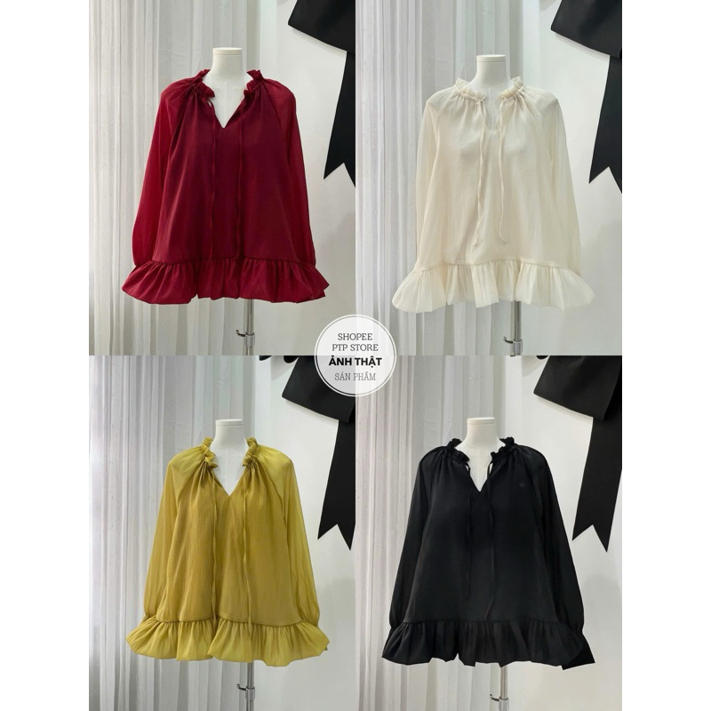 [V1.828] Váy Tơ Babydoll Tay Dài Hàng 2 Lớp Cổ V Form Xoè 3 Màu Siêu Xinh (lót lụa, tay khuy ngọc) | BigBuy360 - bigbuy360.vn