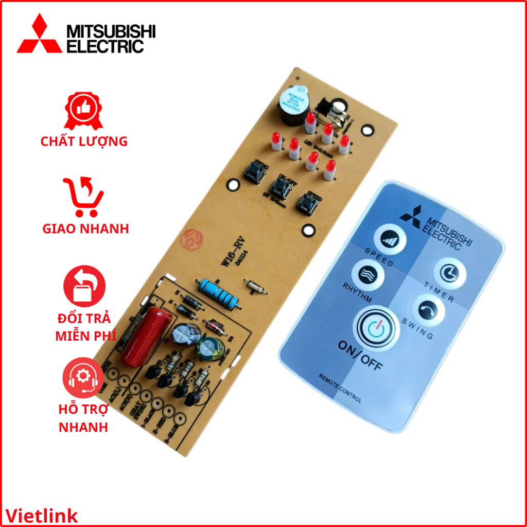 Bo mạch quạt Treo tường MITSUBISHI W16-RV (Mạch nâu Thái Lan)