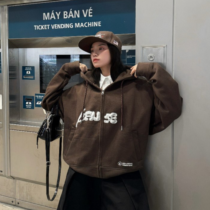 Áo Hoodie Zip Boxy PAUSE Cinder Form Đẹp, Local Brand Chính Hãng