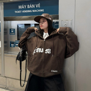 Áo Hoodie Zip Boxy PAUSE, Áo Hoodie CINDER Form Rộng Dành Cho Nam Nữ