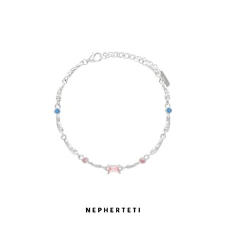  Lắc tay nữ bạc 925 - Lắc kiểu dị đá màu - Nepherteti 