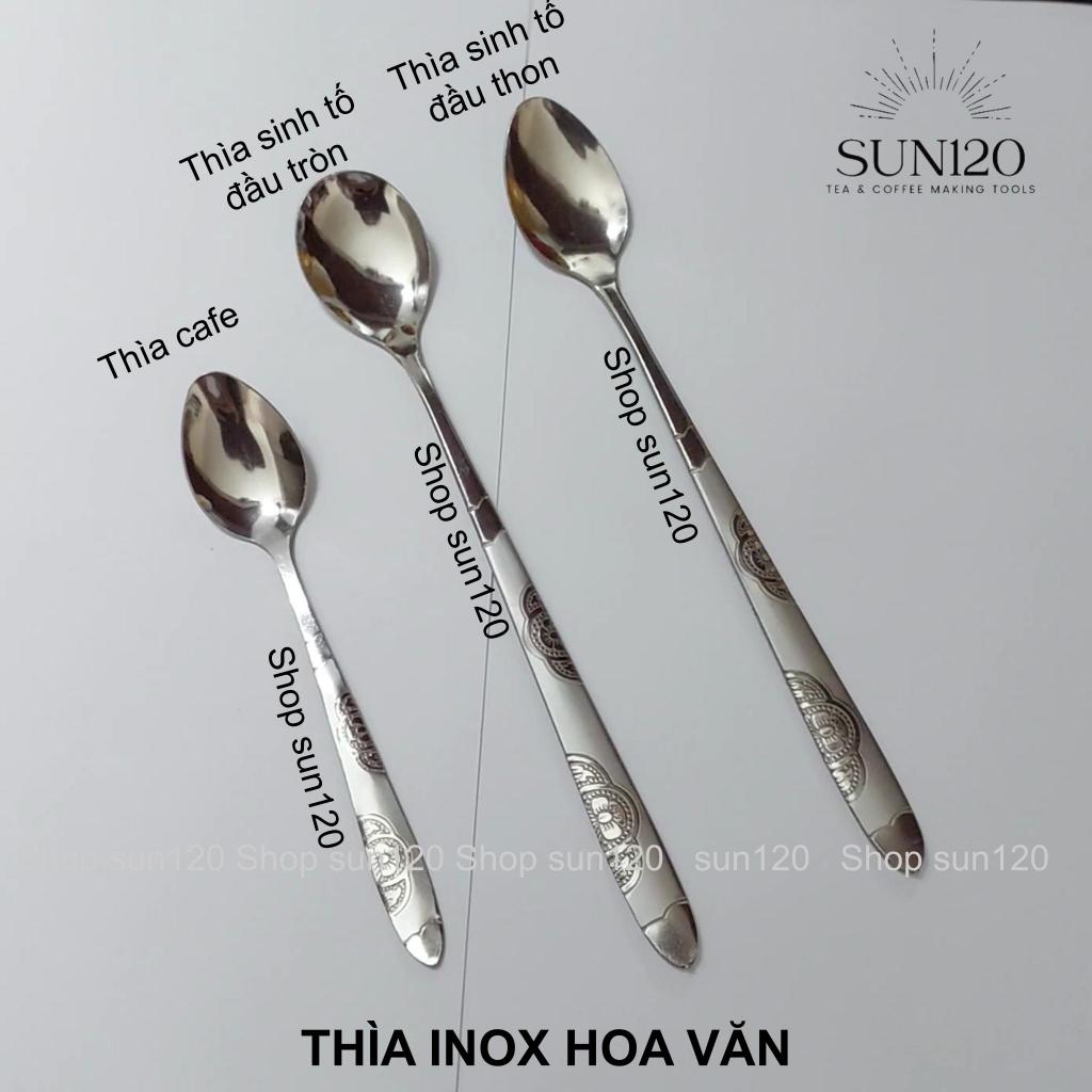 10 cái Thìa muỗng inox HOA VĂN sinh tố cán dài hoặc cafe cán ngắn bền đẹp
