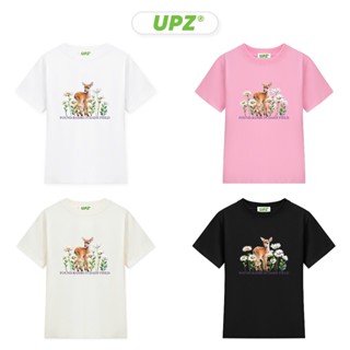  UPZ Áo Thun Baby Tee Cotton Cổ Tròn Nữ Tay Ngắn In Hoạ Tiết Nai Bambi Hoa Cúc  Trắng  Hồng  Kem  Đen  
