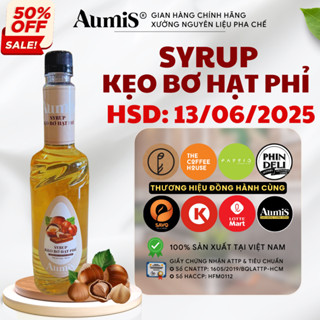 Syrup Siro Kẹo Bơ Hạt Phỉ Aumis Làm Trà Trái Cây, Trà Sữa, Latte chai 750ml - HSD:13/06/2025