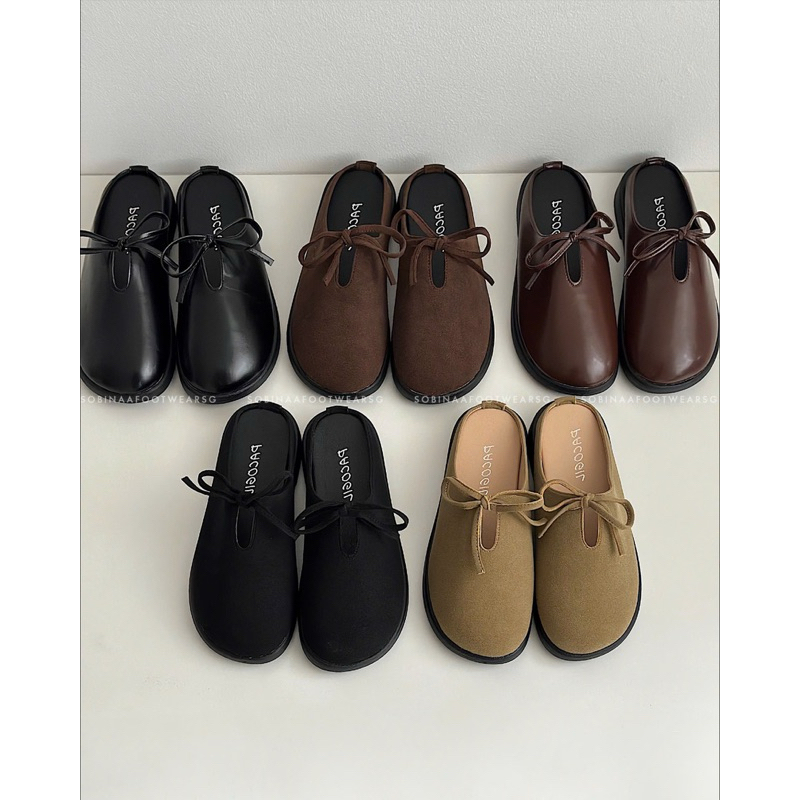 SOBINAA Sục Nữ Mary Jane NƠ Thời Trang Nữ Mũi TRÒN Đế Cao 3cm Đi Êm, Mềm Dễ Phối Đồ