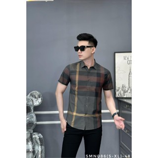 Áo sơ mi nam xám nâu kẻ sọc vàng sang trọng tay dài tay ngắn kiểu caro vải cotton mềm mịn cao cấp