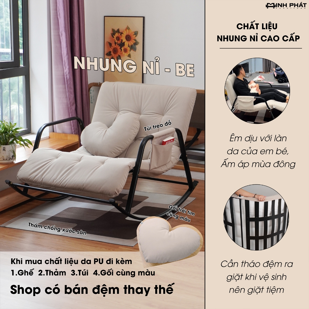 Ghế Bập Bênh Minh Phát 5 nấc điều chỉnh, ghế thư giãn, ghế đọc sách, Minh Phát Furniture | BigBuy360 - bigbuy360.vn
