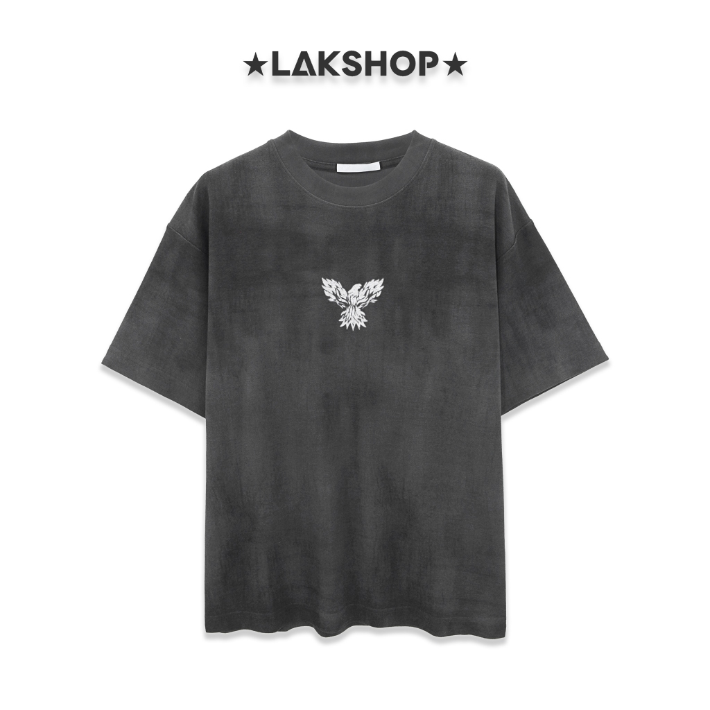LAK SHOP Áo Oversized Eagle Print Washed T-shirt
