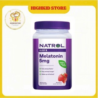 Kẹo dẻo ngủ ngon vị dâu Natrol Melatonin 5mg Sleep - 180 Viên hàng Mỹ chính hãng