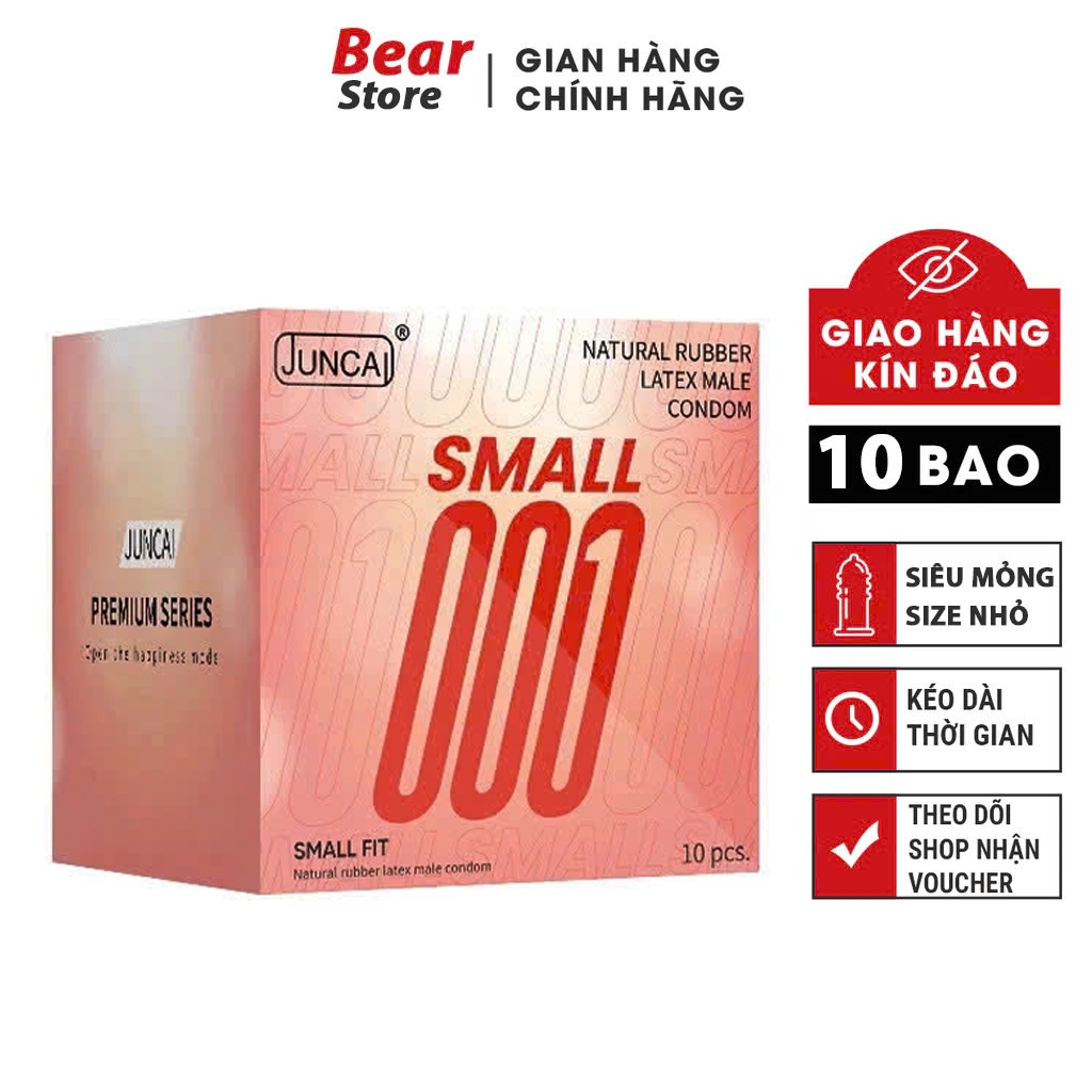 Bao cao su size nhỏ 48mm, 49mm JUNCAI SMALL siêu mỏng nhiều gel kéo dài quan hệ