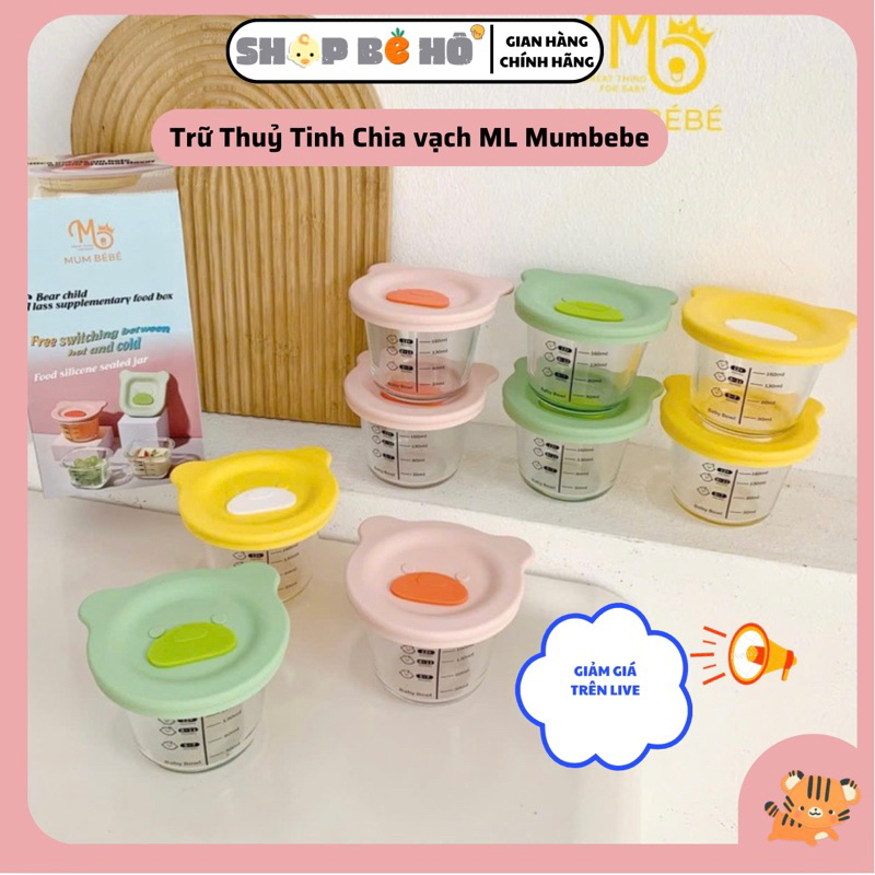   Ảnh thật tự chụp Hộp trữ đông cốc nấu cháo thuỷ tinh cao cấp an toàn cho bé có vạch chia ml nắp Gấu dễ thương Shopbeho 