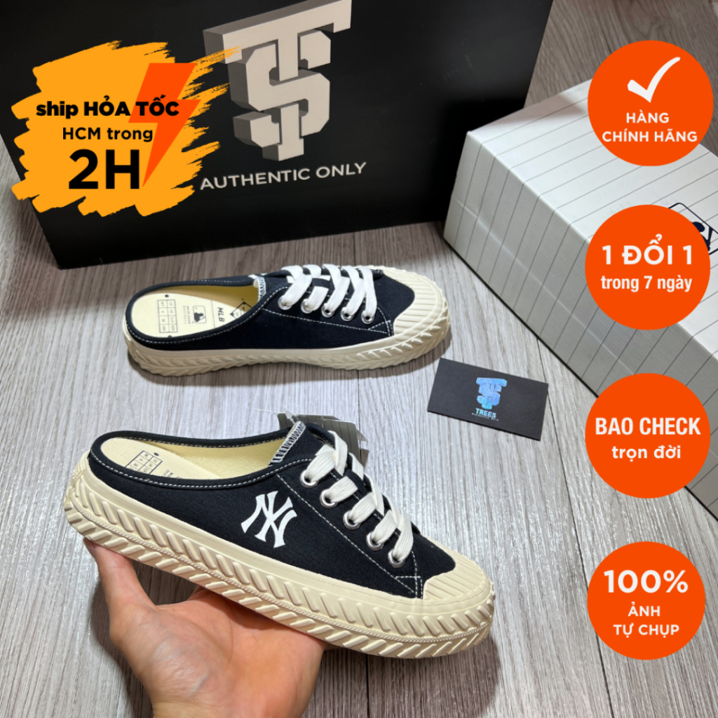 [XẢ HÀNG MLB STORE] GIÀY MLB CHÍNH HÃNG MULE BLACK Full Box Tag check hidden tag auth 32SHS1111 50L