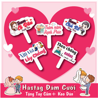 Hastag đám cưới, Hashtag cầm tay đám cưới, bảng cầm tay đám cưới loại dày - có tay cầm + keo dán