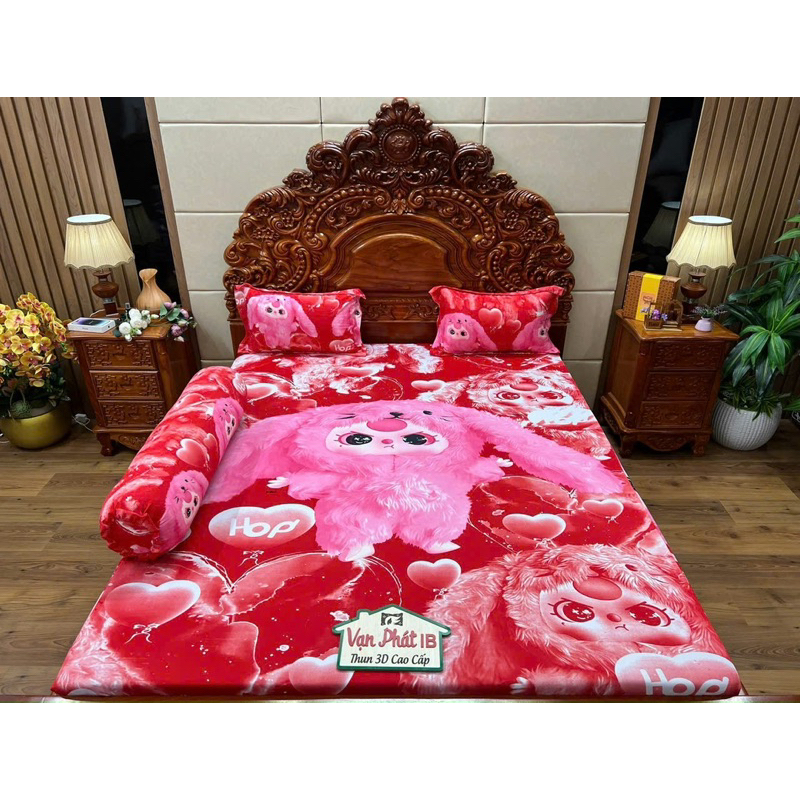 Bộ ga gối thun Hàn ôm dây kéo 4 món Baby three, Gấu teddy nhiều màu siêu đẹp